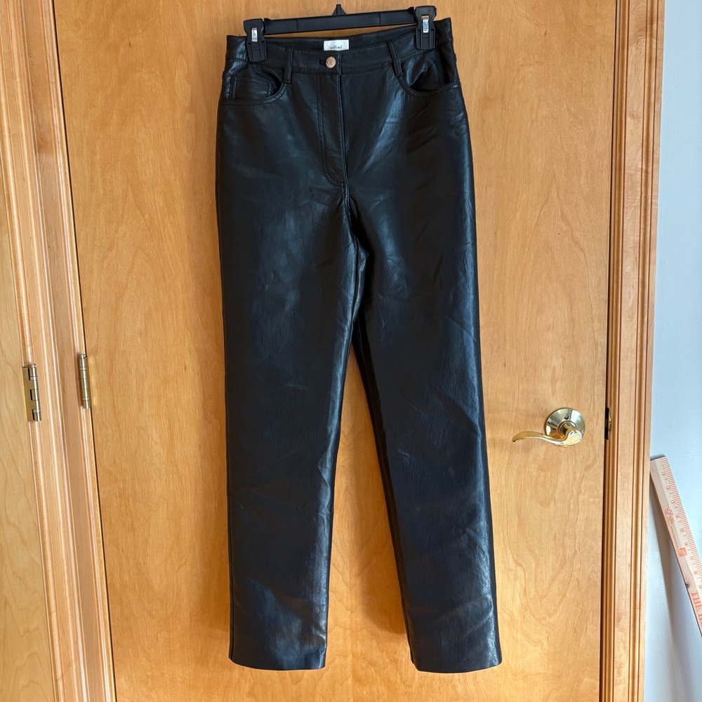 Wilfred Faux Leather Pants Black‎ High Waist Straight Leg Size 6